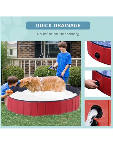 PawHut Foldable Dog Paddling Pool Pet Cat Swimming Pool Indoor/Outdoor Collapsible Summer Bathing Tub Shower Tub Puppy Washer (Φ