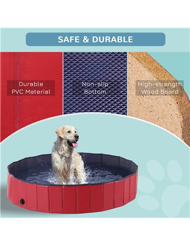 PawHut Foldable Dog Paddling Pool Pet Cat Swimming Pool Indoor/Outdoor Collapsible Summer Bathing Tub Shower Tub Puppy Washer (Φ