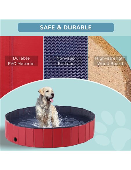 PawHut Foldable Dog Paddling Pool Pet Cat Swimming Pool Indoor/Outdoor Collapsible Summer Bathing Tub Shower Tub Puppy Washer (Φ - pic 146141 | FastDaddyshop