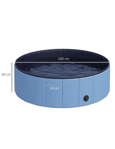 PawHut Foldable Dog Paddling Pool Pet Cat Swimming Pool Indoor/Outdoor Collapsible Summer Bathing Tub Shower Tub Puppy Washer (Φ