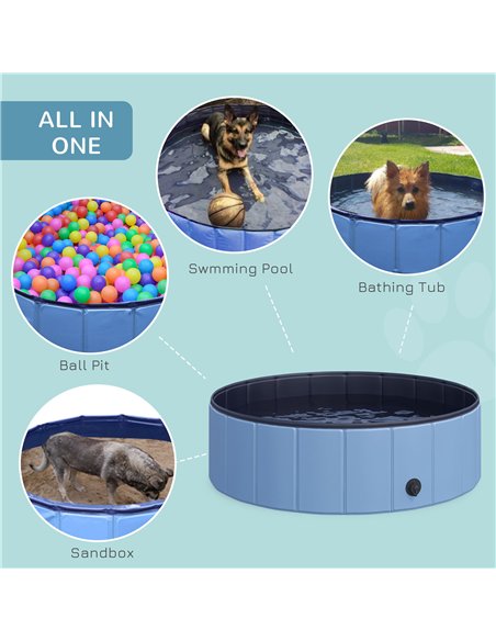 PawHut Foldable Dog Paddling Pool Pet Cat Swimming Pool Indoor/Outdoor Collapsible Summer Bathing Tub Shower Tub Puppy Washer (Φ - pic 146147 | FastDaddyshop