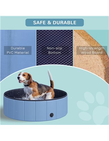 PawHut Foldable Dog Paddling Pool Pet Cat Swimming Pool Indoor/Outdoor Collapsible Summer Bathing Tub Shower Tub Puppy Washer (Φ