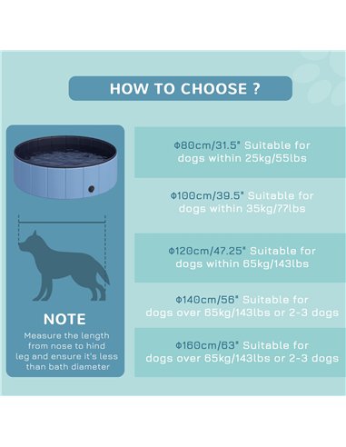PawHut Foldable Dog Paddling Pool Pet Cat Swimming Pool Indoor/Outdoor Collapsible Summer Bathing Tub Shower Tub Puppy Washer (Φ
