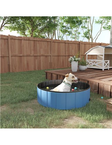 PawHut Foldable Dog Paddling Pool Pet Cat Swimming Pool Indoor/Outdoor Collapsible Summer Bathing Tub Shower Tub Puppy Washer (Φ