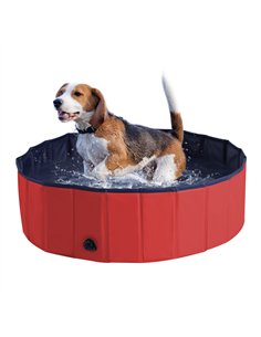 PawHut Foldable Dog Paddling Pool Pet Cat Swimming Pool Indoor/ Outdoor Collapsible Summer Bathing Tub Shower Tub Puppy Washer, 