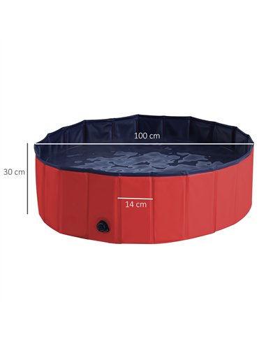 PawHut Foldable Dog Paddling Pool Pet Cat Swimming Pool Indoor/ Outdoor Collapsible Summer Bathing Tub Shower Tub Puppy Washer, 