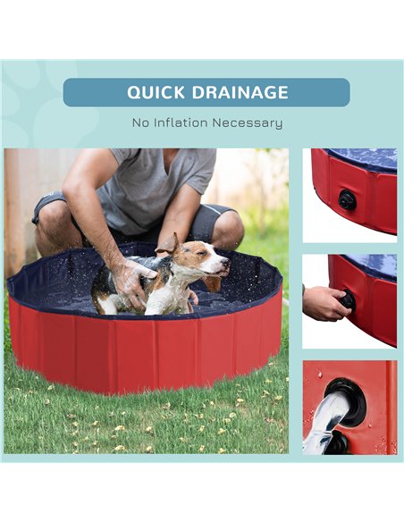 PawHut Foldable Dog Paddling Pool Pet Cat Swimming Pool Indoor/ Outdoor Collapsible Summer Bathing Tub Shower Tub Puppy Washer,  - pic 146158 | FastDaddyshop