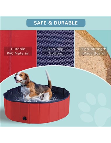 PawHut Foldable Dog Paddling Pool Pet Cat Swimming Pool Indoor/ Outdoor Collapsible Summer Bathing Tub Shower Tub Puppy Washer, 