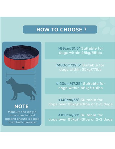 PawHut Foldable Dog Paddling Pool Pet Cat Swimming Pool Indoor/ Outdoor Collapsible Summer Bathing Tub Shower Tub Puppy Washer, 