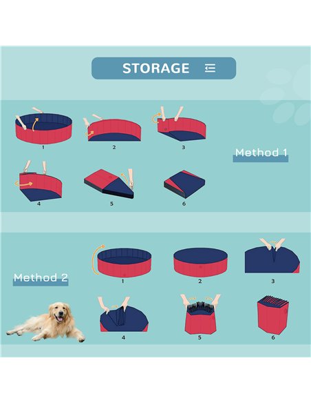 PawHut Foldable Dog Paddling Pool Pet Cat Swimming Pool Indoor/ Outdoor Collapsible Summer Bathing Tub Shower Tub Puppy Washer,  - pic 146161 | FastDaddyshop