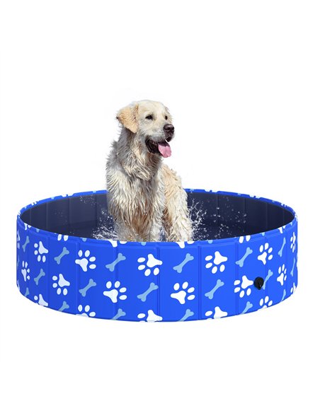 PawHut Foldable Dog Paddling Pool Pet Cat Swimming Pool Indoor/Outdoor Collapsible Bathing Tub Shower Tub Puppy Φ120 × 30H cm L  - pic 146180 | FastDaddyshop