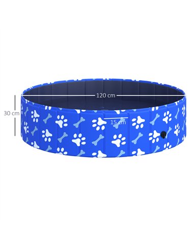 PawHut Foldable Dog Paddling Pool Pet Cat Swimming Pool Indoor/Outdoor Collapsible Bathing Tub Shower Tub Puppy Φ120 × 30H cm L 