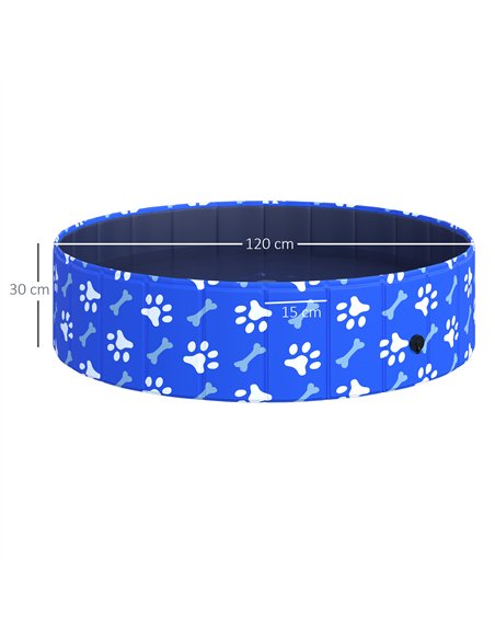 PawHut Foldable Dog Paddling Pool Pet Cat Swimming Pool Indoor/Outdoor Collapsible Bathing Tub Shower Tub Puppy Φ120 × 30H cm L  - pic 146182 | FastDaddyshop