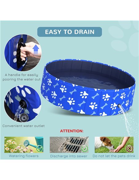 PawHut Foldable Dog Paddling Pool Pet Cat Swimming Pool Indoor/Outdoor Collapsible Bathing Tub Shower Tub Puppy Φ120 × 30H cm L  - pic 146183 | FastDaddyshop