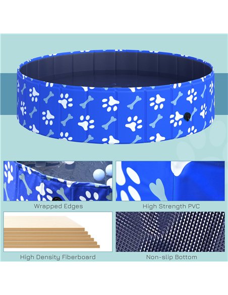 PawHut Foldable Dog Paddling Pool Pet Cat Swimming Pool Indoor/Outdoor Collapsible Bathing Tub Shower Tub Puppy Φ120 × 30H cm L  - pic 146185 | FastDaddyshop