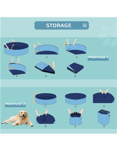 PawHut Foldable Dog Paddling Pool Pet Cat Swimming Pool Indoor/Outdoor Collapsible Bathing Tub Shower Tub Puppy Φ120 × 30H cm L 