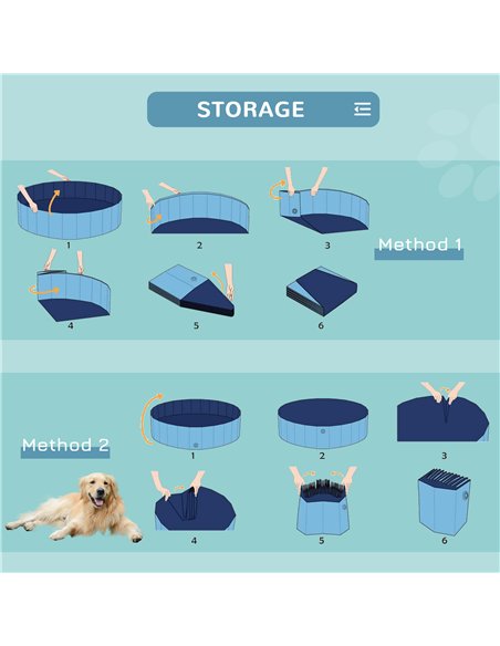 PawHut Foldable Dog Paddling Pool Pet Cat Swimming Pool Indoor/Outdoor Collapsible Bathing Tub Shower Tub Puppy Φ120 × 30H cm L  - pic 146187 | FastDaddyshop