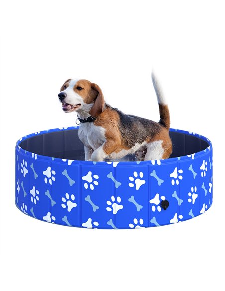 PawHut Foldable Dog Paddling Pool Pet Cat Swimming Pool Indoor/Outdoor Collapsible Bathing Tub Shower Tub Puppy Φ100 × 30H cm M  - pic 146189 | FastDaddyshop