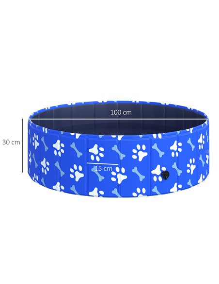 PawHut Foldable Dog Paddling Pool Pet Cat Swimming Pool Indoor/Outdoor Collapsible Bathing Tub Shower Tub Puppy Φ100 × 30H cm M  - pic 146191 | FastDaddyshop