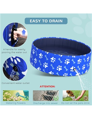 PawHut Foldable Dog Paddling Pool Pet Cat Swimming Pool Indoor/Outdoor Collapsible Bathing Tub Shower Tub Puppy Φ100 × 30H cm M 