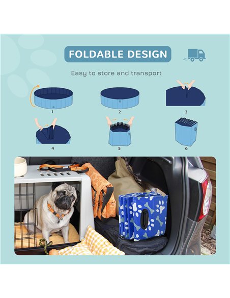 PawHut Foldable Dog Paddling Pool Pet Cat Swimming Pool Indoor/Outdoor Collapsible Bathing Tub Shower Tub Puppy Φ100 × 30H cm M  - pic 146193 | FastDaddyshop