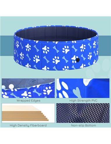 PawHut Foldable Dog Paddling Pool Pet Cat Swimming Pool Indoor/Outdoor Collapsible Bathing Tub Shower Tub Puppy Φ100 × 30H cm M 