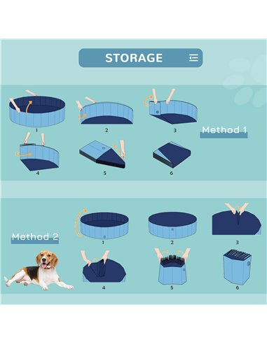 PawHut Foldable Dog Paddling Pool Pet Cat Swimming Pool Indoor/Outdoor Collapsible Bathing Tub Shower Tub Puppy Φ100 × 30H cm M 