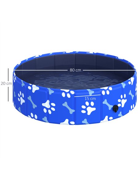 PawHut Foldable Dog Paddling Pool Pet Cat Swimming Pool Indoor/Outdoor Collapsible Bathing Tub Shower Tub Puppy Φ80 × 20H cm S S - pic 146200 | FastDaddyshop