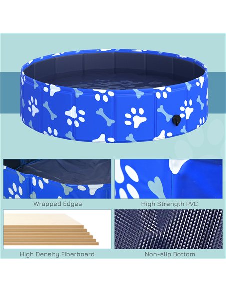 PawHut Foldable Dog Paddling Pool Pet Cat Swimming Pool Indoor/Outdoor Collapsible Bathing Tub Shower Tub Puppy Φ80 × 20H cm S S - pic 146201 | FastDaddyshop