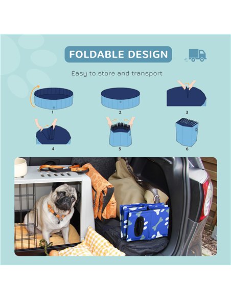 PawHut Foldable Dog Paddling Pool Pet Cat Swimming Pool Indoor/Outdoor Collapsible Bathing Tub Shower Tub Puppy Φ80 × 20H cm S S - pic 146203 | FastDaddyshop