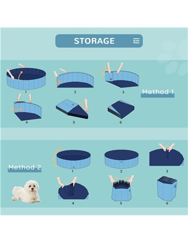 PawHut Foldable Dog Paddling Pool Pet Cat Swimming Pool Indoor/Outdoor Collapsible Bathing Tub Shower Tub Puppy Φ80 × 20H cm S S