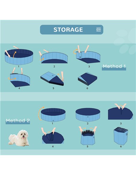 PawHut Foldable Dog Paddling Pool Pet Cat Swimming Pool Indoor/Outdoor Collapsible Bathing Tub Shower Tub Puppy Φ80 × 20H cm S S - pic 146205 | FastDaddyshop