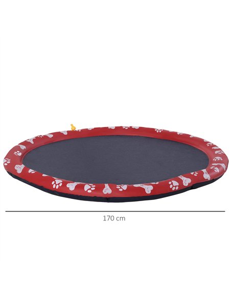 PawHut 170cm Splash Pad Sprinkler for Pets Dog Bath Pool Water Game Mat Toy Non-slip Outdoor Backyard Red - pic 146209 | FastDaddyshop