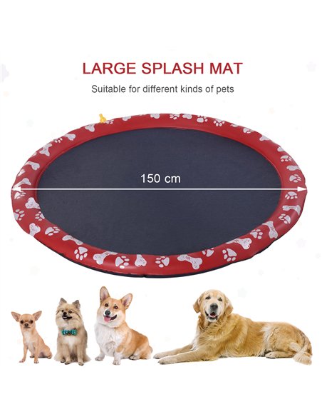 PawHut 170cm Splash Pad Sprinkler for Pets Dog Bath Pool Water Game Mat Toy Non-slip Outdoor Backyard Red - pic 146211 | FastDaddyshop