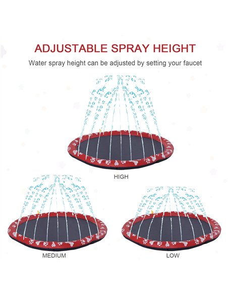 PawHut 170cm Splash Pad Sprinkler for Pets Dog Bath Pool Water Game Mat Toy Non-slip Outdoor Backyard Red - pic 146212 | FastDaddyshop
