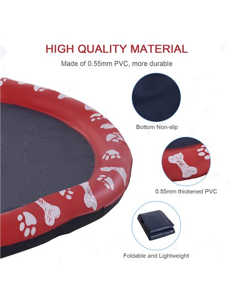 PawHut 170cm Splash Pad Sprinkler for Pets Dog Bath Pool Water Game Mat Toy Non-slip Outdoor Backyard Red - pic 146213 | FastDaddyshop