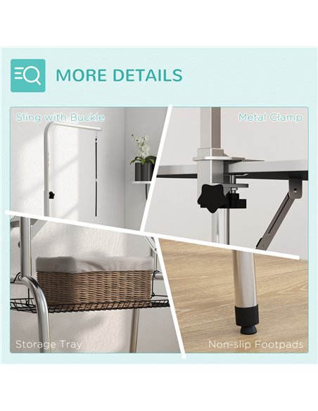 PawHut Foldable Dog Grooming Table Pet Drying Table with Adjustable Arm Non-Slip Rubber Tabletop Aluminium Alloy Edge Stainless  - pic 146230 | FastDaddyshop