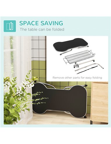 PawHut Foldable Dog Grooming Table Pet Drying Table with Adjustable Arm Non-Slip Rubber Tabletop Aluminium Alloy Edge Stainless 