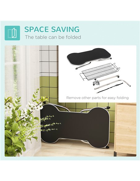 PawHut Foldable Dog Grooming Table Pet Drying Table with Adjustable Arm Non-Slip Rubber Tabletop Aluminium Alloy Edge Stainless  - pic 146231 | FastDaddyshop
