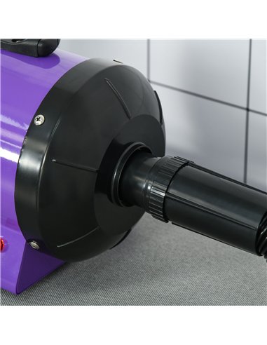 PawHut Dog Hair Dryer Pet Grooming Blaster Dryer Blower Adjustable Temperature Speed with 2.1M Flexible Hose 3 Nozzles - Purple
