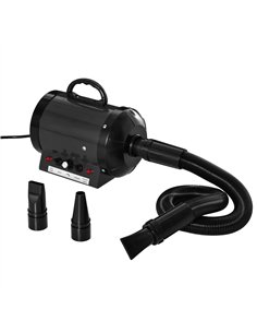PawHut Dog Hair Dryer Pet Grooming Blaster Dryer Blower Adjustable Temperature Speed with 2.1M Flexible Hose 3 Nozzles - Black