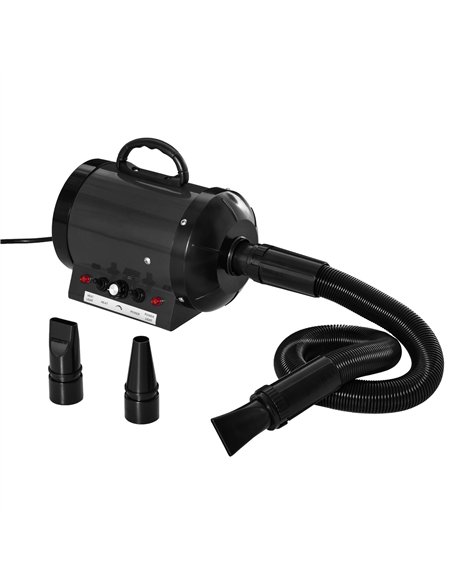 PawHut Dog Hair Dryer Pet Grooming Blaster Dryer Blower Adjustable Temperature Speed with 2.1M Flexible Hose 3 Nozzles - Black - pic 146243 | FastDaddyshop