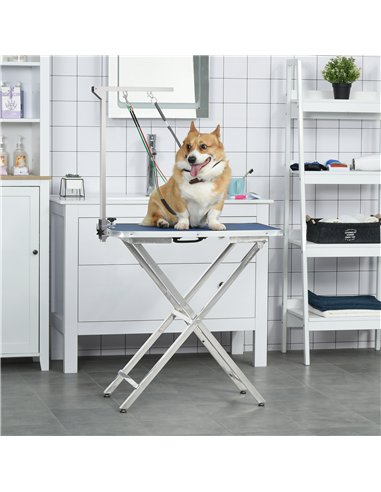 PawHut Adjustable Pet Grooming Arm, with Clamp, Haunch Holders & Grooming Loop - Sliver-Tone