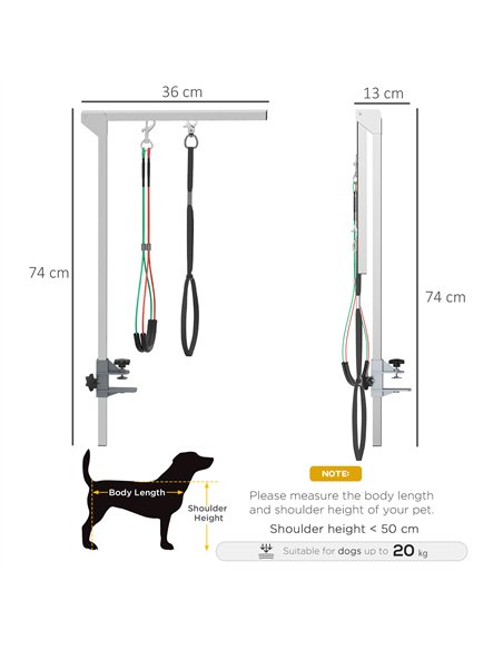 PawHut Adjustable Pet Grooming Arm, with Clamp, Haunch Holders & Grooming Loop - Sliver-Tone - pic 146254 | FastDaddyshop