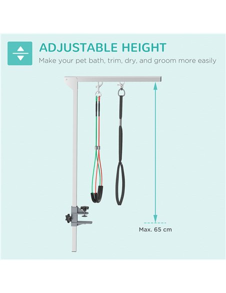 PawHut Adjustable Pet Grooming Arm, with Clamp, Haunch Holders & Grooming Loop - Sliver-Tone - pic 146256 | FastDaddyshop