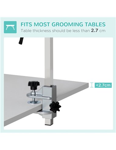 PawHut Adjustable Pet Grooming Arm, with Clamp, Haunch Holders & Grooming Loop - Sliver-Tone