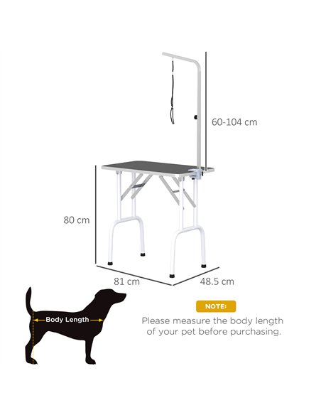 PawHut 32" Foldable Dog Grooming Table Pet Drying Beauty Table Adjustable Fixed Arm Rubber Top, Black - pic 146263 | FastDaddyshop