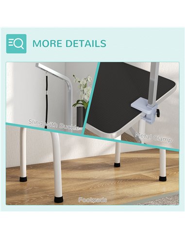 PawHut 32" Foldable Dog Grooming Table Pet Drying Beauty Table Adjustable Fixed Arm Rubber Top, Black
