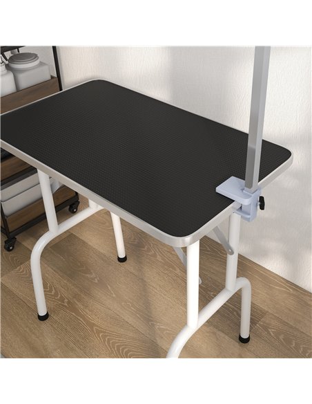 PawHut 32" Foldable Dog Grooming Table Pet Drying Beauty Table Adjustable Fixed Arm Rubber Top, Black - pic 146269 | FastDaddyshop