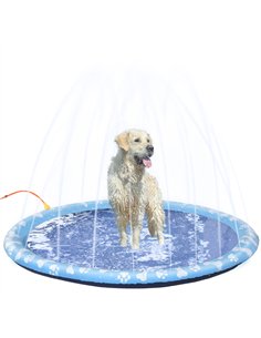 PawHut 170cm Splash Pad Sprinkler for Pets Dog Bath Pool Water Game Mat Toy Non-slip Outdoor Backyard Blue